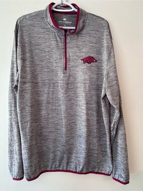 Arkansas Razorbacks 1/4 zip NCAA Gray Maroon Pullover ColosseumFan Gear Men's XL